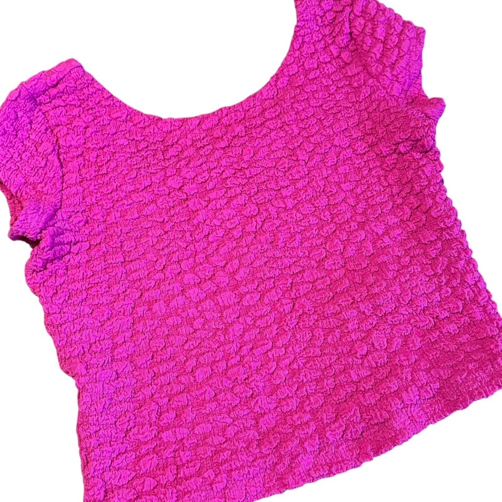 Maeve Crop Top Women XS Pink Excellent Textured Cap Sleeve Stretch